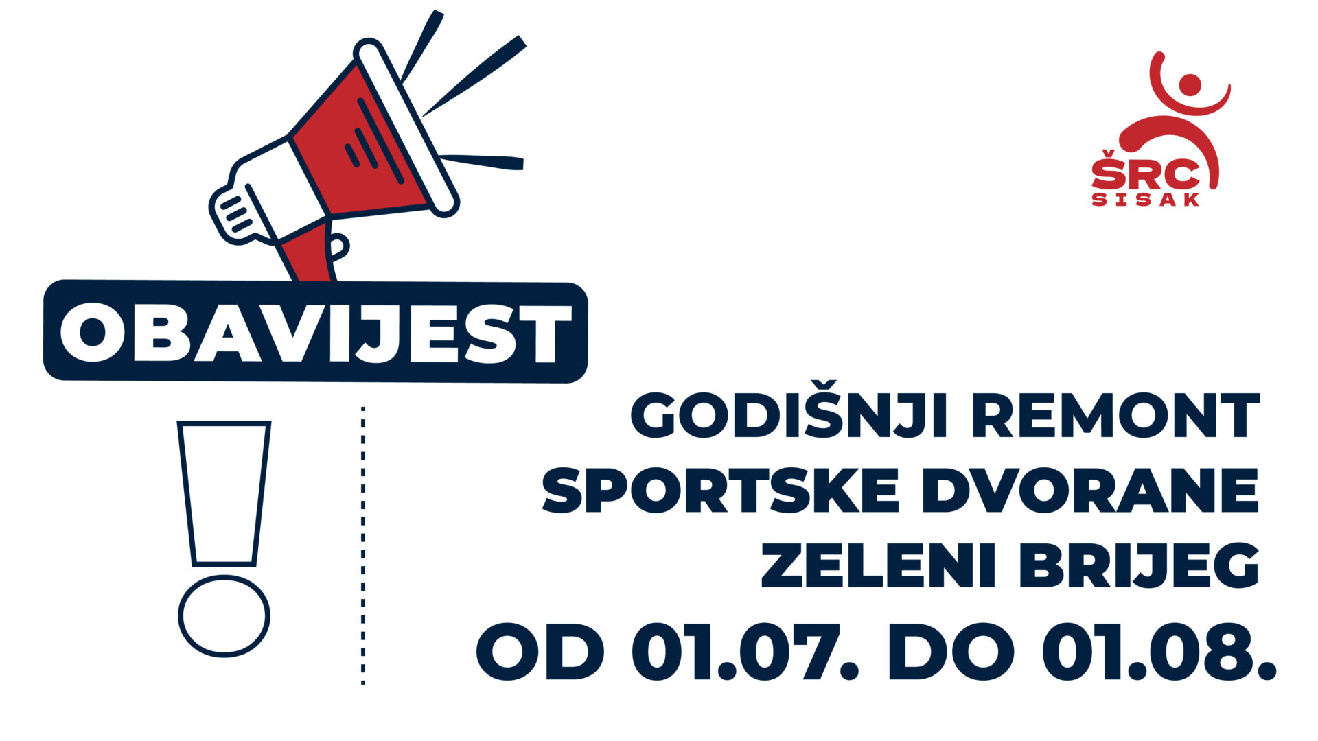 GODIŠNJI REMONT SPORTSKE DVORANE ZELENI BRIJEG - Športsko-rekreacijski centar Sisak